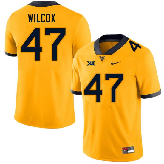 Men's West Virginia Mountaineers NCAA #47 Avery Wilcox Gold Authentic Nike Stitched College Football Jersey UP15F65TA